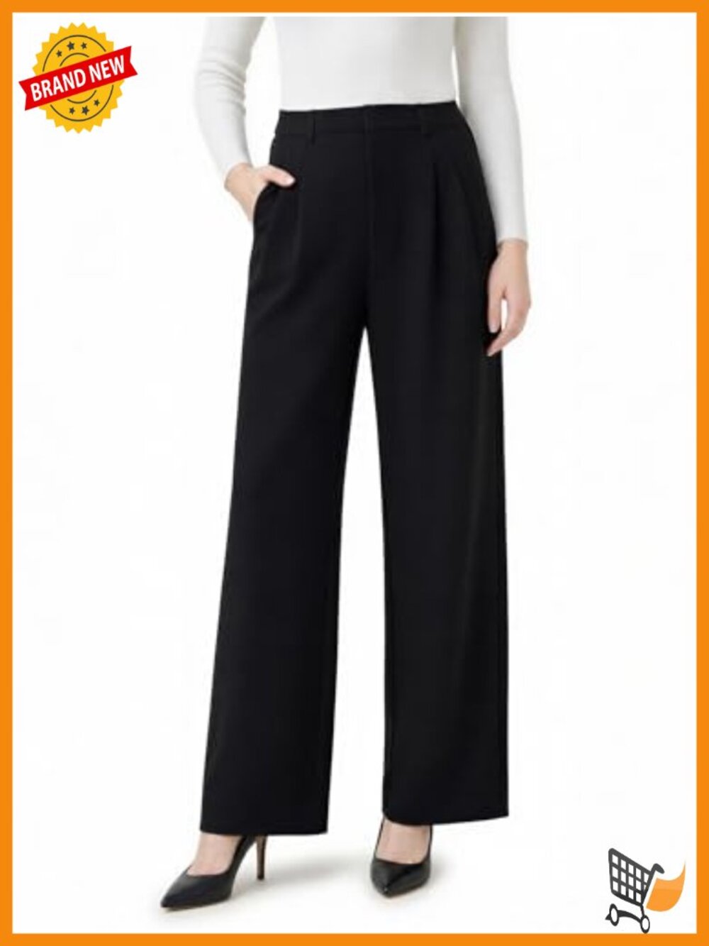 Wide Leg Dress Pants 4-Way Stretch Anti-Wrinkle Work Pants with Pockets